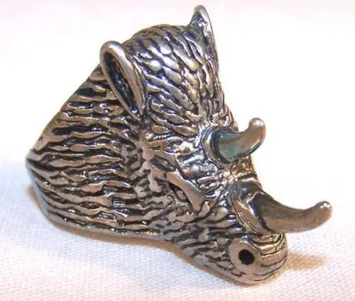 Rhino With Horns Deluxe Biker Ring 1