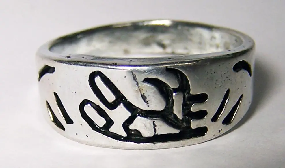 Native Symbol Design Silver Band Deluxe Biker Ring 1