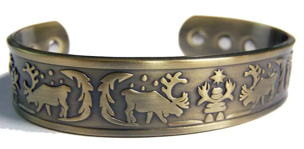 Elk Bronze Color Pure Copper Six Magnet Cuff Bracelet 1