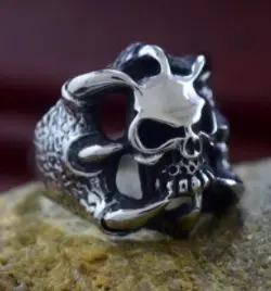 Claw Holding Skull Metal Biker Ring (Sold By The Piece) 1
