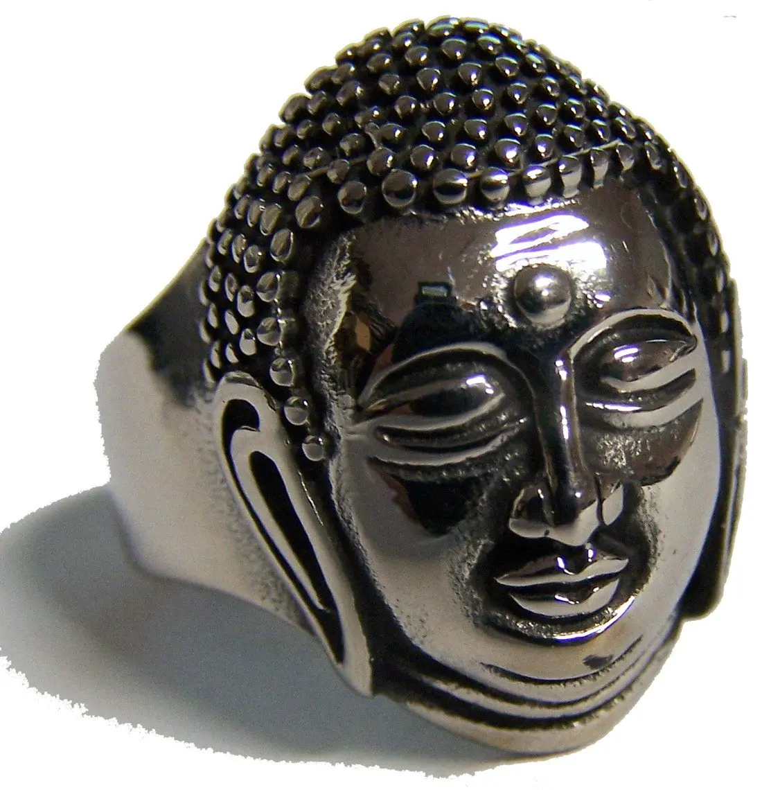 Buddha Head Stainless Steel Biker Ring 1