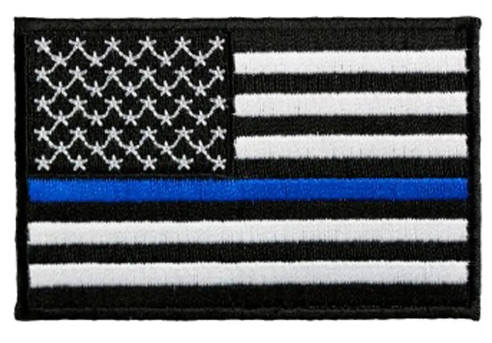 Thin Blue Line American Flag 3 Inch Embroidered Patch 1