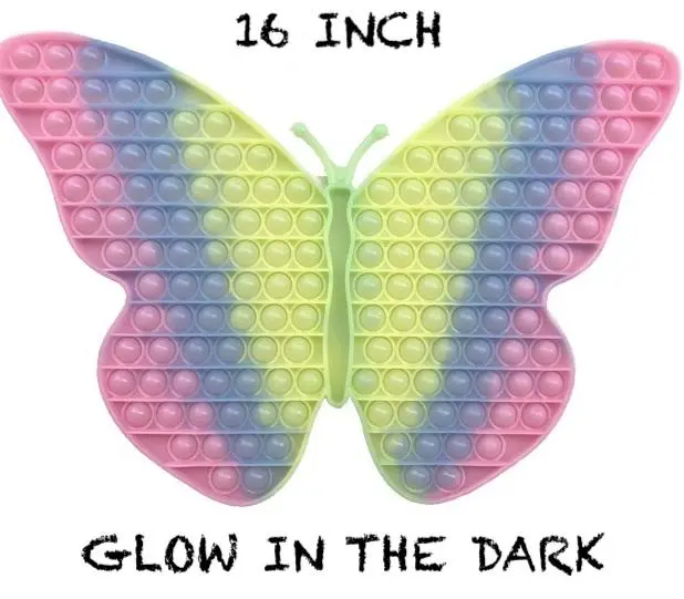 16" Glow In The Dark Butterfly  Bubble Pop It Silicone Stress Reliever Toy  (Sold By The Piece ) 1