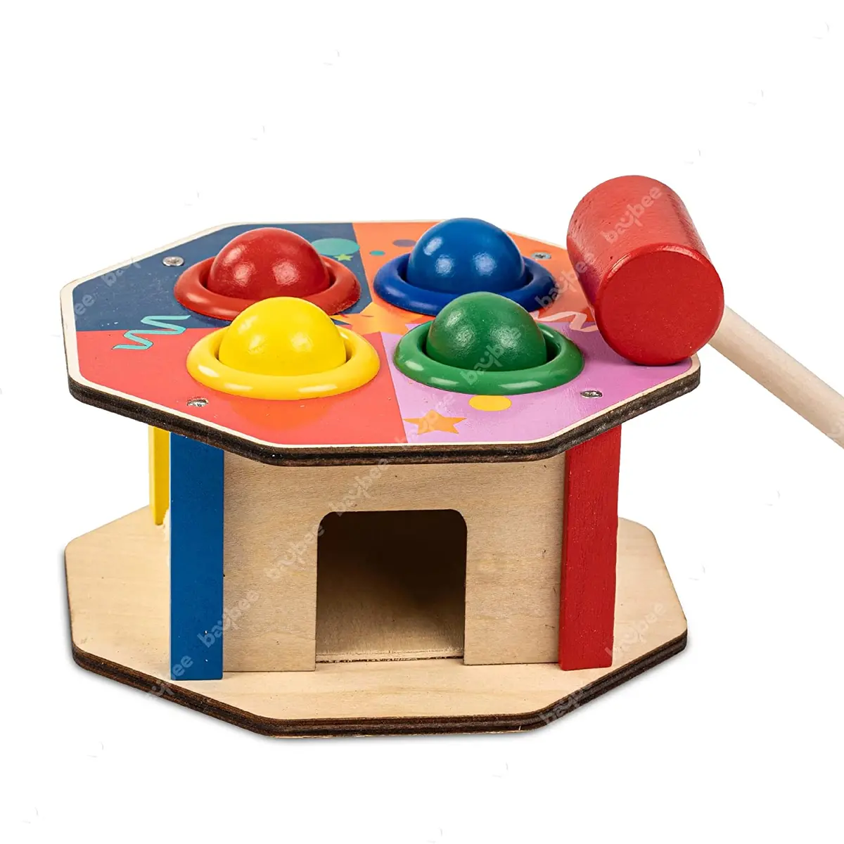Wooden Hammer Ball Knock Pounding Bench With Box Case Kids Toys Set, Wooden Hammer Toys Develops Fine Motor & Dexterity Skills, Learning Educational Hammer Toys For Kids 3+ Years (Assorted) 1