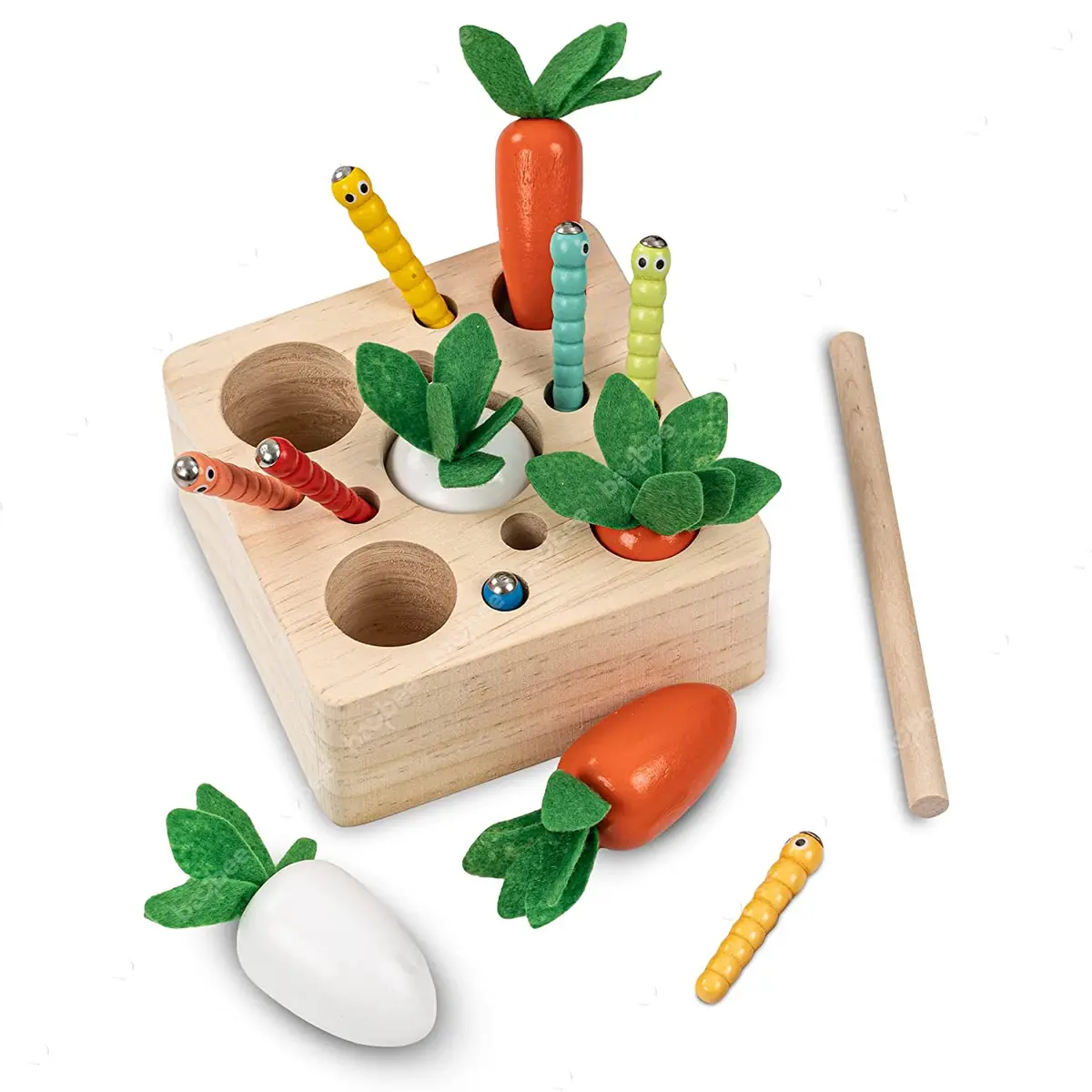 Wooden Farm Catching Insects Sorting Kids Toys, Shape Sorting Toys With Vegetables, Insects & Magnetic Stick, Early Learning Educational Baby Toys Puzzle For Kids 3+ Years Boys & Girls 1