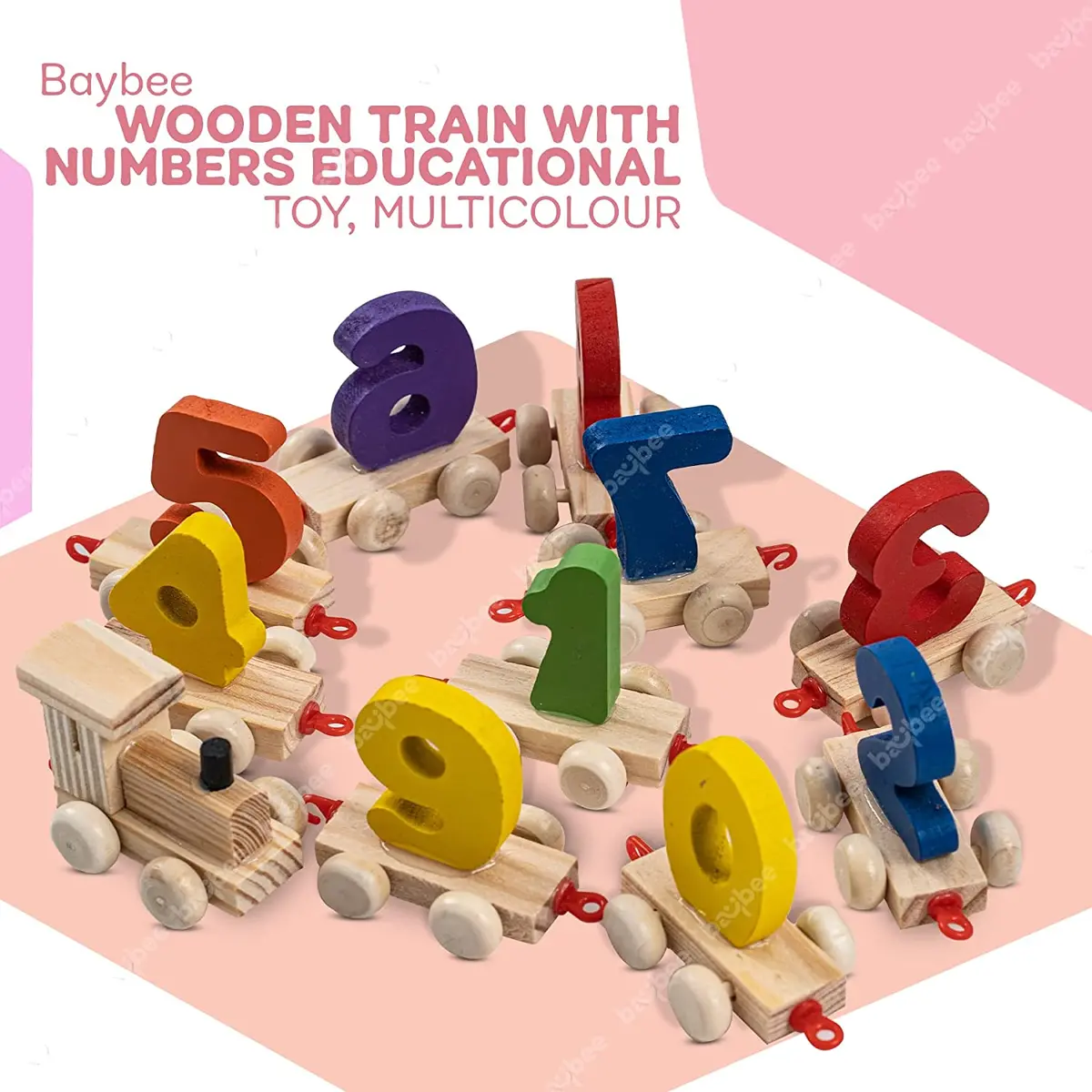 Push & Pull Digital Small Train Set Kids Toys, Play Train With Sliding Wheels And 0 To 9 Numbers, Wooden Train Toy Set, Fun Educational Learning Toy Building Block For Kids 3+ Years Boys Girls 2