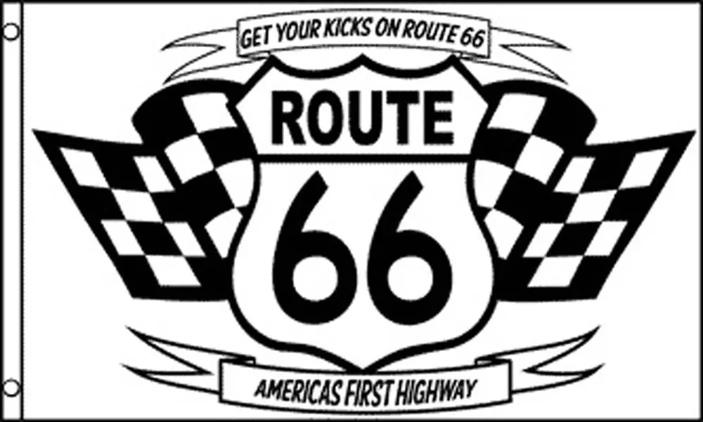 Route 66 Black And White (3Ft X 5Ft) Flag 1