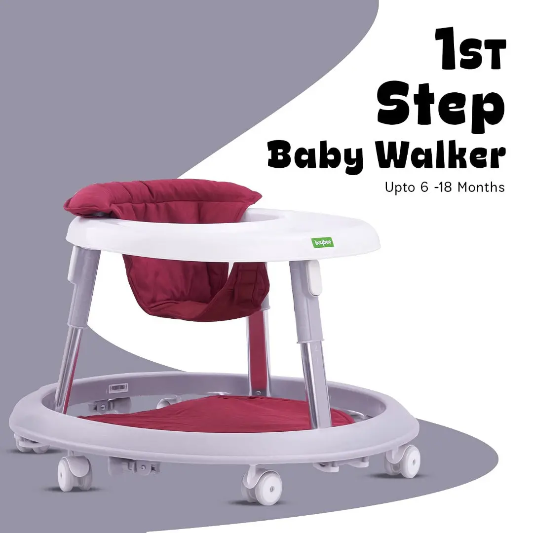 First Step Baby Walker For Kids With 3 Position Adjustable Height, Rubber Wheel & Stopper - Anti-Rollover, Foldable Activity Walker For Toddlers & Infant Baby Walker Age 6-18 Months 2