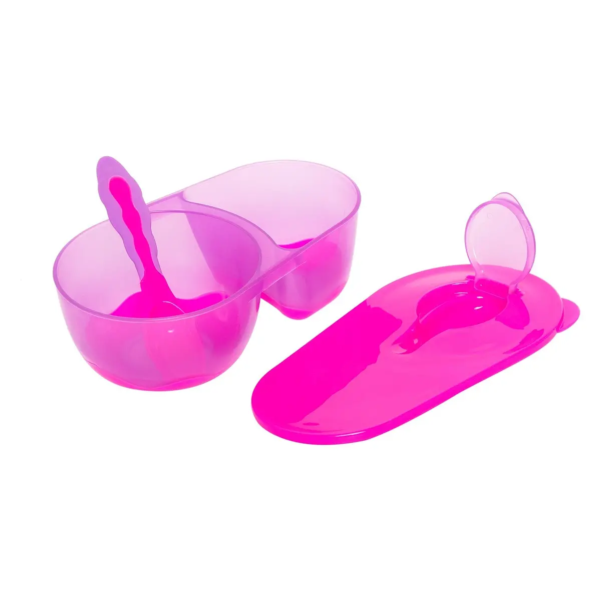 Feeding Bowl With Spoon Soft Tips Fits Easily Into Diaper Bags (Dark Pink) 2