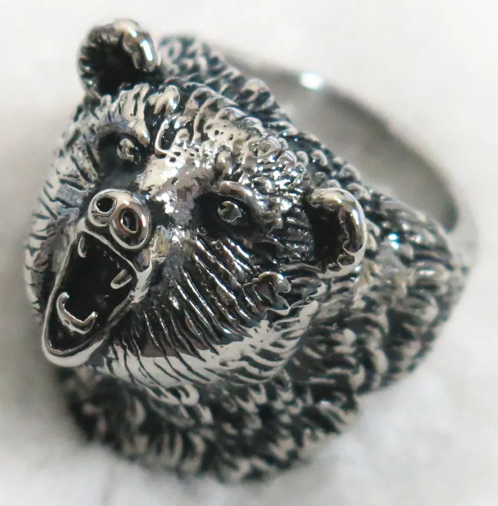 Wild Bear Stainless Steel Biker Ring 1