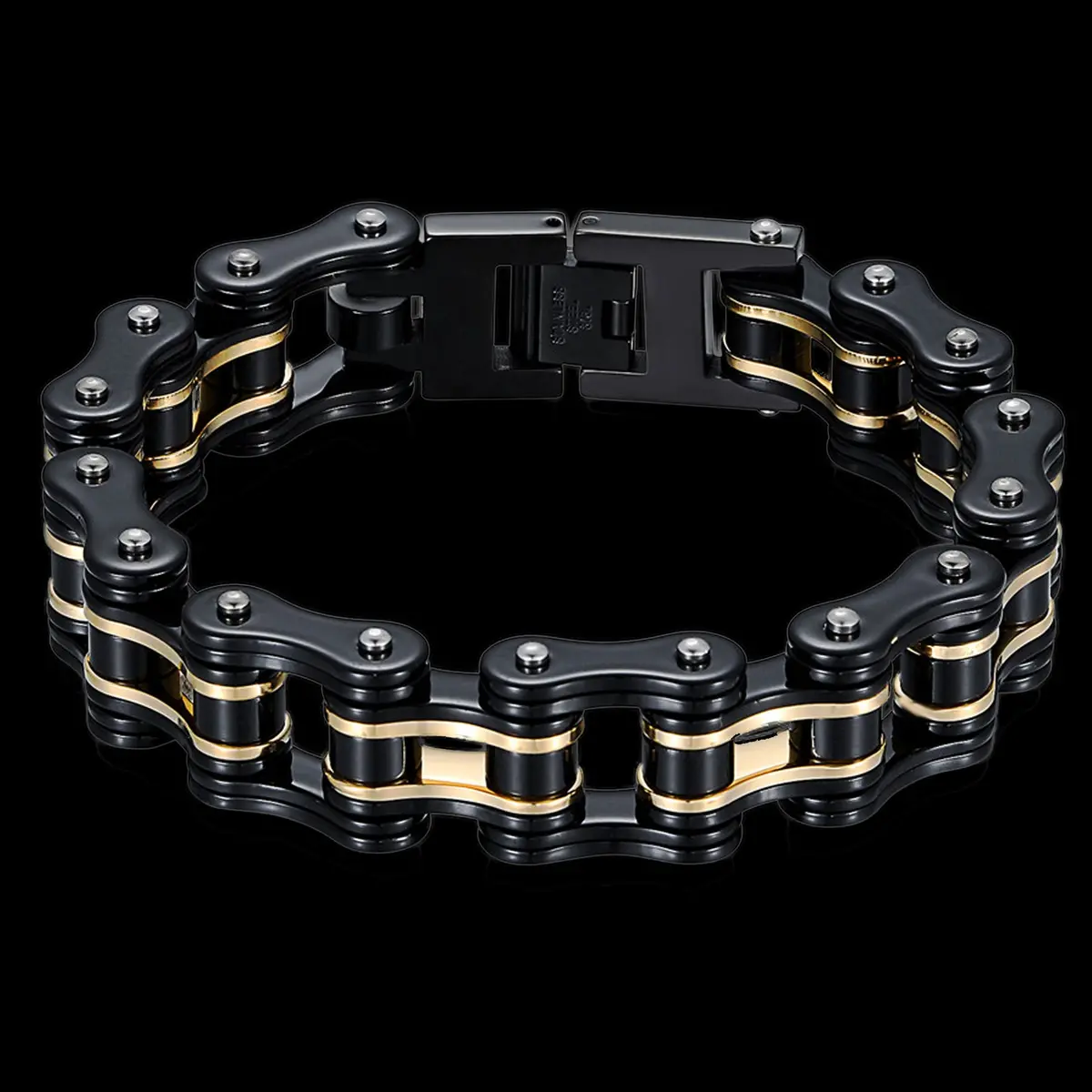 Biker Proud™ Chain Bracelet • Black & Gold 1