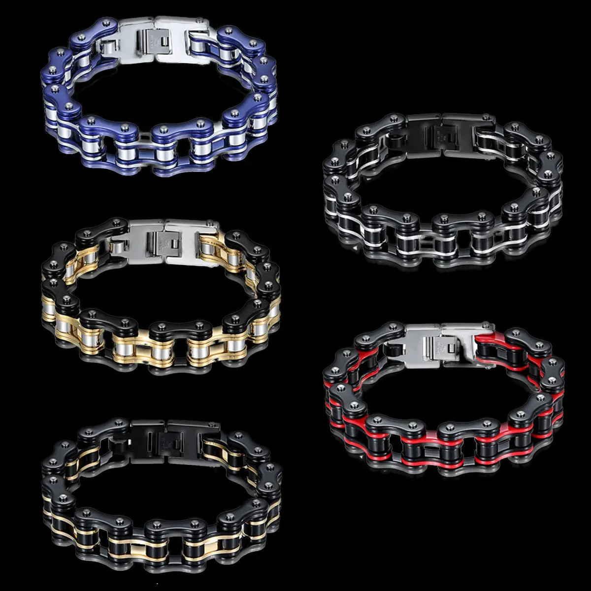 Biker Proud™ Chain Bracelet • Gold Silver Black Red Or Blue 1