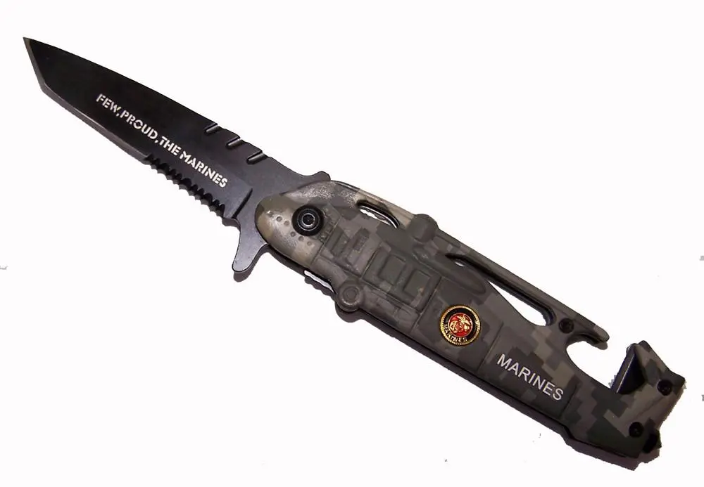 Camouflage Helicopter Shaped Marines Folding Knife 1