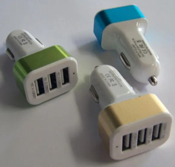 Triple Usb Car Plug In Phone Charger Accessory 1