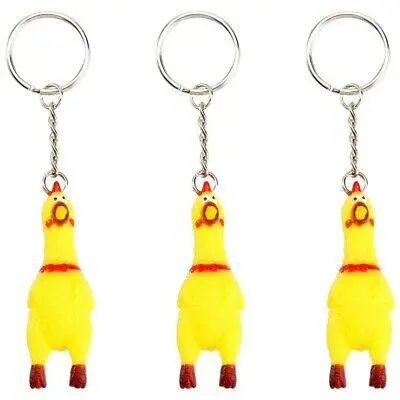 8 Inch Screaming Rubber Chicken Keychain ( Sold By The Piece Or Dozen) 1