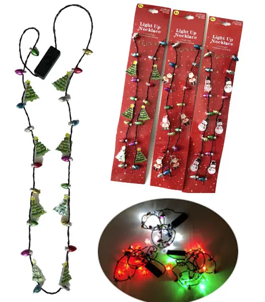 Mini Christmas Charm Light Up Necklace  (Sold By The Piece Or Dozen) 1