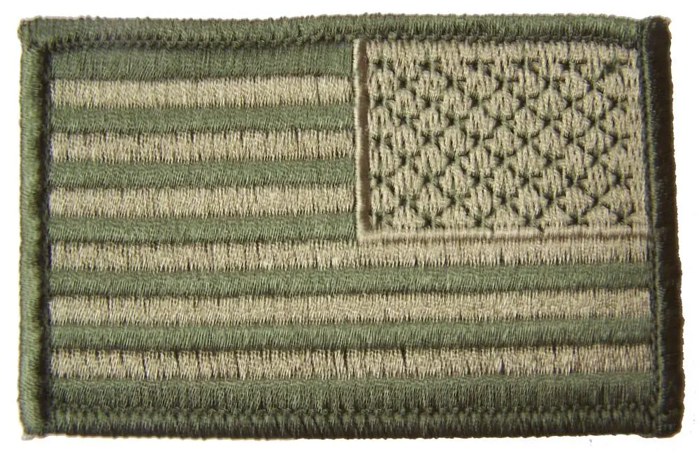 Green Camo Woodlands American Flag Right Arm 3 Inch Embroidered Patch 1