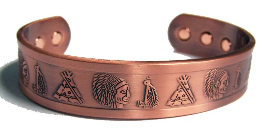 Indian Head Teepee  Pure Copper Six Magnet Cuff Bracelet 1