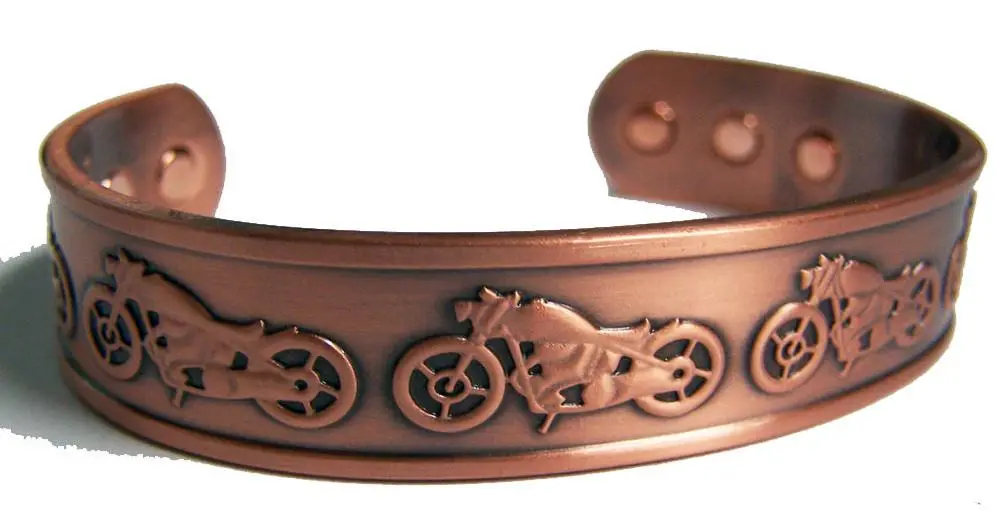 Motorcycle Bikes Biker Pure Copper Six Magnet Cuff Bracelet 1