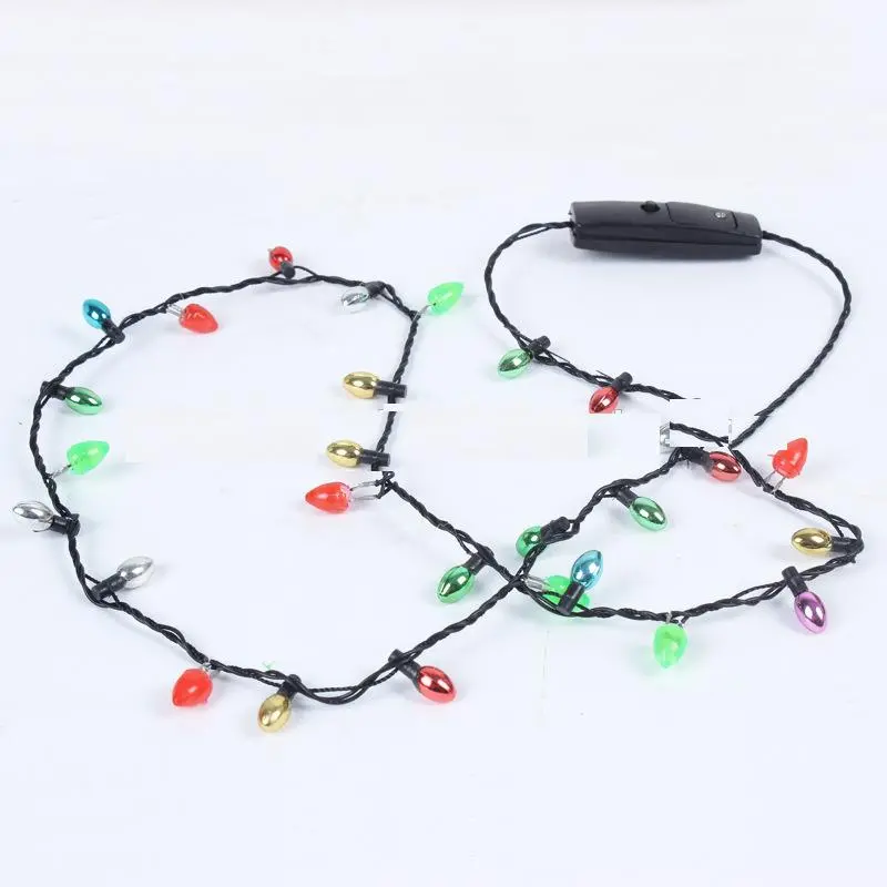 Light Up Christmas Holiday Led Light Bulb Flashing 30" Necklace (Sold By Piece Or Dozen) 1
