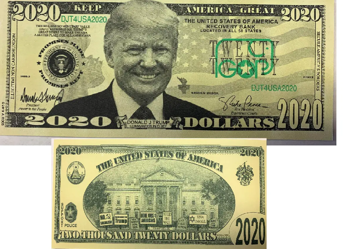 Donald Trump 2020 Election Dollar Fake Money Bill (Sold By The Pad Of 25 Bills ) 1