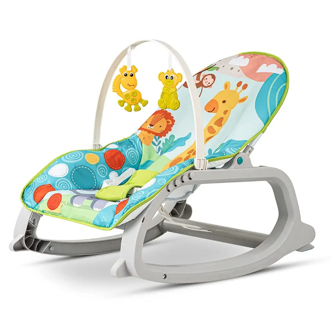 Daisy Baby Bouncer And Rocker Chair With Soothing Vibrations, Multi-Position Recline, 3 Point Safety Belt & Removable Baby Toys, Portable Baby Rocker Bouncer For 0 To 2 Years Boys Girls Blue 1