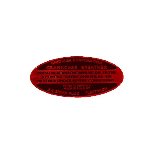 Data Plate #39 - Wc 1/2 & Wc 3/4 Ton [Early] Crankcase Breather Cap Decal 1