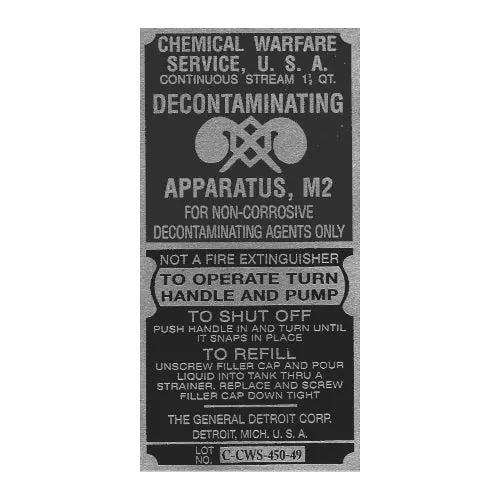 Data Plate #41 - Wwii Decontaminator Decal 1