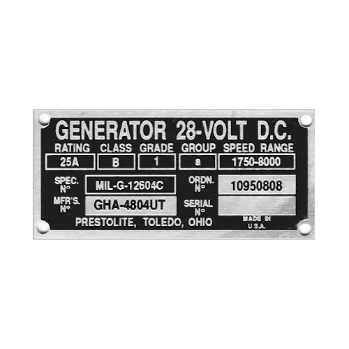 Data Plate #42 - M37 / M43 Generator 1