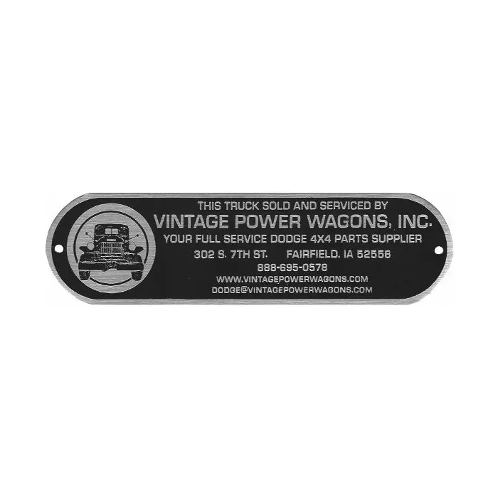 Data Plate #57 - Vintage Power Wagons Service Plate 1