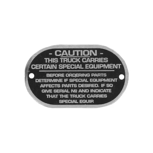 Data Plate #61 - Power Wagon Caution Special Equipment 1