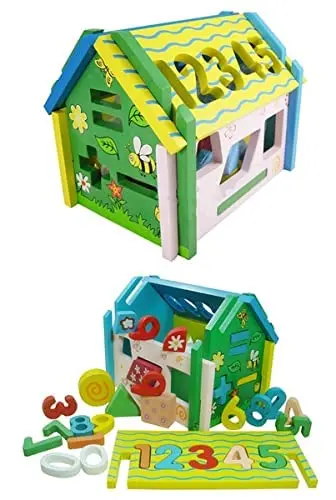 Wooden Digital Shape Disassembly House Sorting Kids Toys, Shape Sorting House With Maths Sign, Numbers, Time And Geometrical Shape, Educational Baby Toys Puzzle For Kids 3+ Years Boys & Girls 2