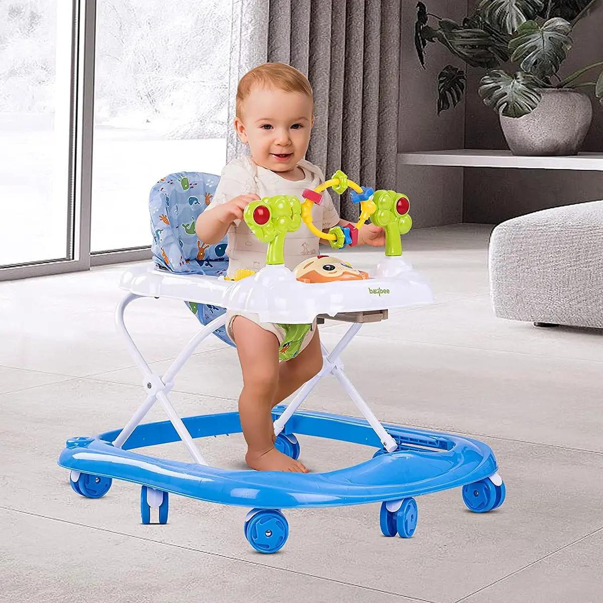 Round Baby Walker For Kids | Music & Light Function With 3 Position Height Adjustable Kids Walker, Fun Toys & Activities For Babies 1