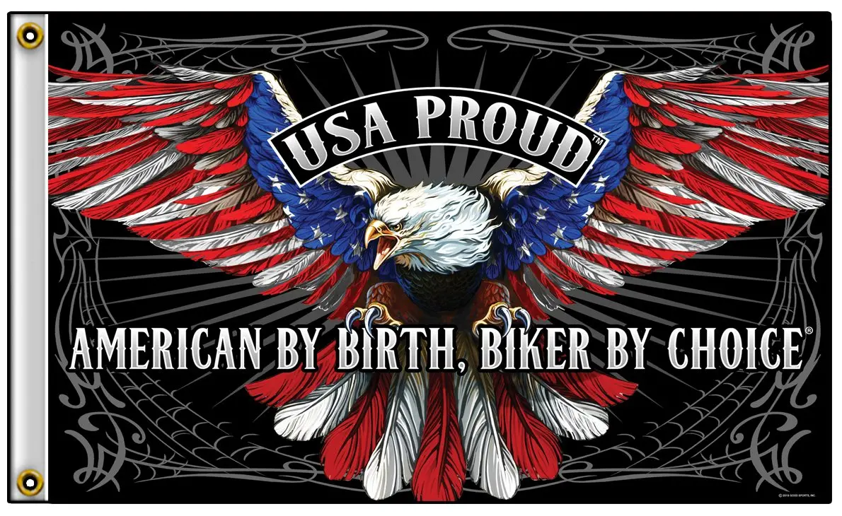 Usa Proud Eagle American By Birth Biker Deluxe (3Ft X 5Ft) Biker Flag 1