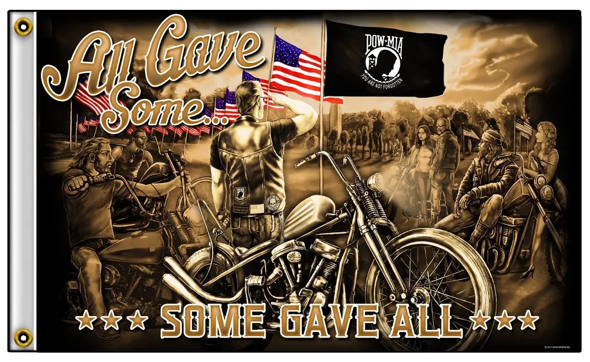 All Gave Some / Some Gave All Pow Mia Vet Deluxe (3Ft X 5Ft) Biker Flag 1
