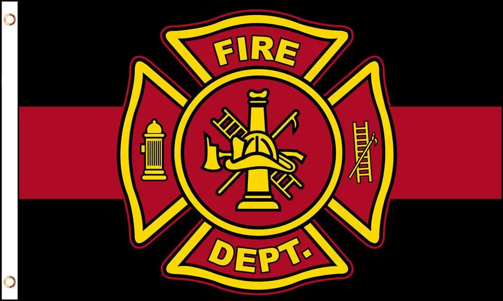 Fire Fighter Emblem Red Line (3Ft X 5Ft) Flag 1