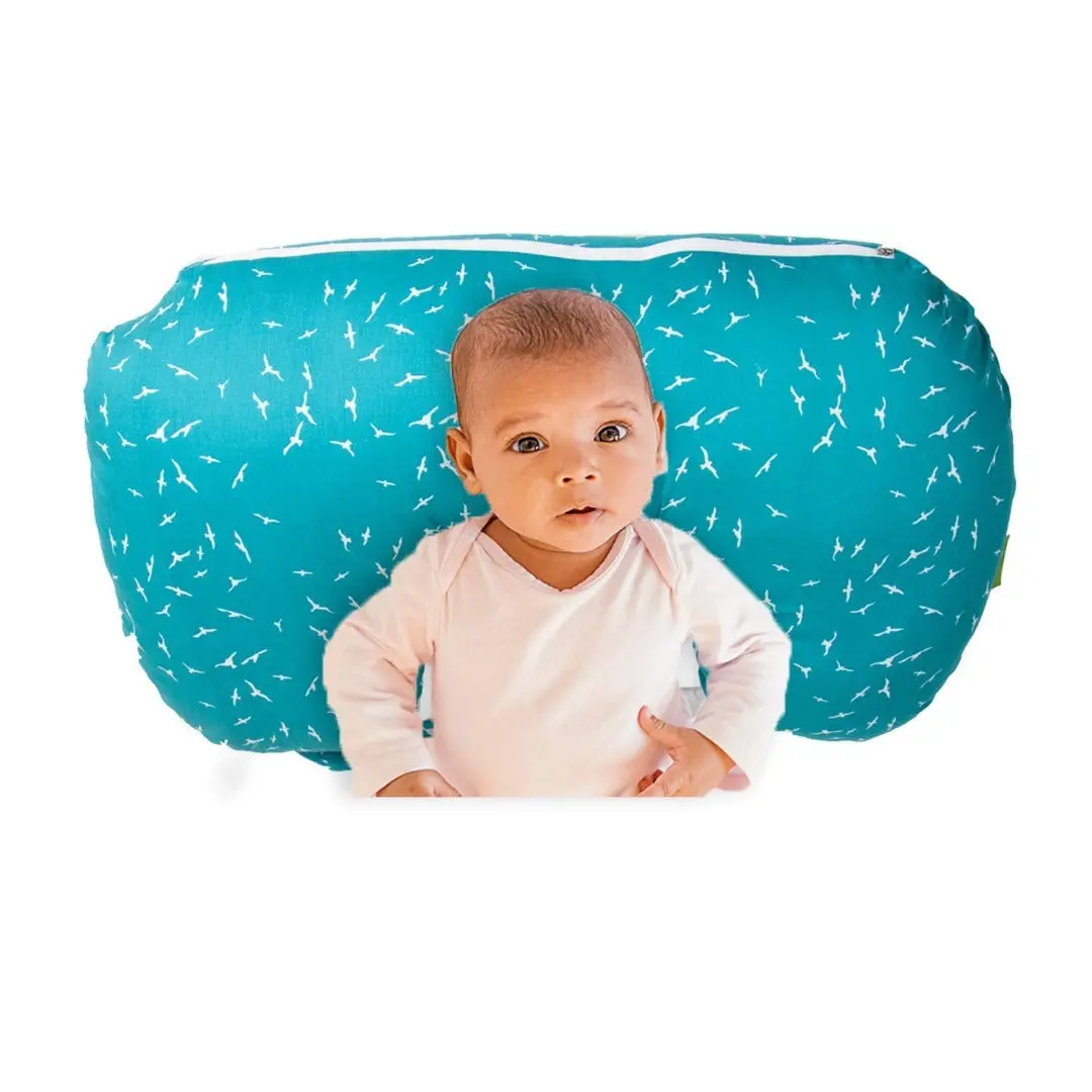 Portable Feeding Pillow For Baby And Mom| Born Baby Printed Portable Breast Feeding Pillow | Baby Support For Baby And Mom | Pillow For Breastfeeding Moms-(Green) 2