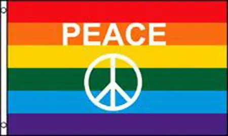 Rainbow Peace Words And Sign (3Ft X 5Ft) Flag 1