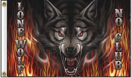 Lone Wolf Club (3Ft X 5Ft) Motorcycle Biker Deluxe Flag 1