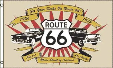 Classic Cars Route 66 (3Ft X 5Ft) Flag 1
