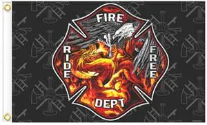 Fire Dept Deluxe (3Ft X 5Ft) Biker Flag 1