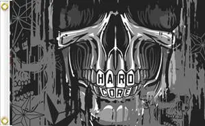Hard Core Skull Deluxe (3Ft X 5Ft) Biker Flag 1