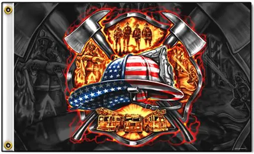 Deluxe Fire Department Tribute Biker (3Ft X 5Ft) Flag 1