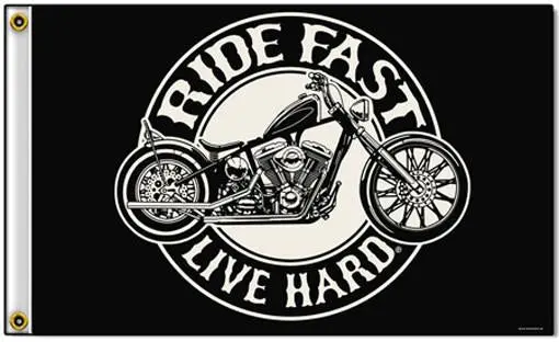Deluxe Ride Fast Live Hard 3X5 Biker Flag 1