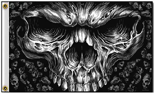 Deluxe Grim Reaper Face (3Ft X 5Ft) Biker Flag 1