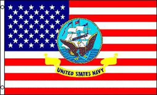 American Flag W Navy (3Ft X 5Ft) Flag 1