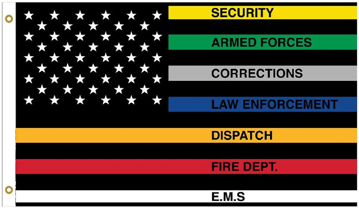 Colored First Responders American Flag Thin Line (3Ft X 5Ft) Flag 1