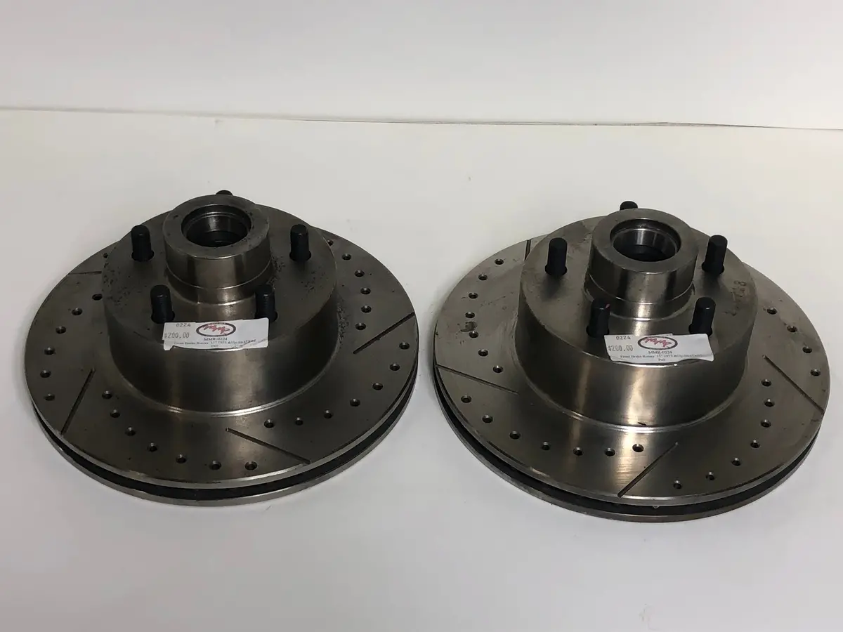 Front Brake Rotors  11" 1973 And Up-Slotted & Drilled-Pair 1