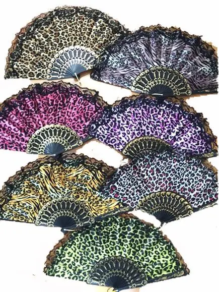 Lace Cloth Animal Skin Print Hand Fans 1