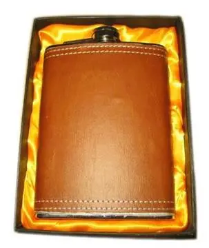 Brown Leather Wrapped Flask 1